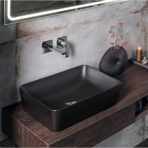 Matne čierna podomietková umývadlová batéria (1 výstup) Pax – Sapho-image-1