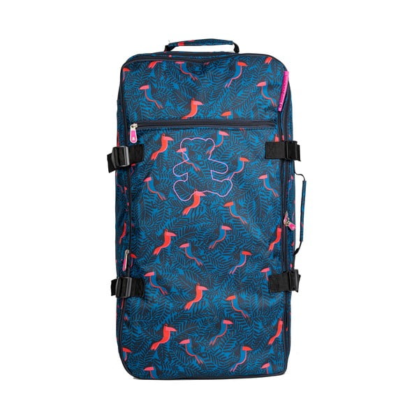 Modrá cestovná taška na kolieskach Lulucastagnette Jungle, 91 l