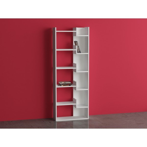 Knižná polica Oppa, bielo-biela-image-1