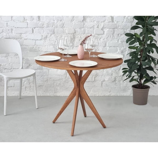 Okrúhly jedálenský stôl s doskou v dekore jaseňového dreva ø 70 cm Jubi – Ragaba-image-1