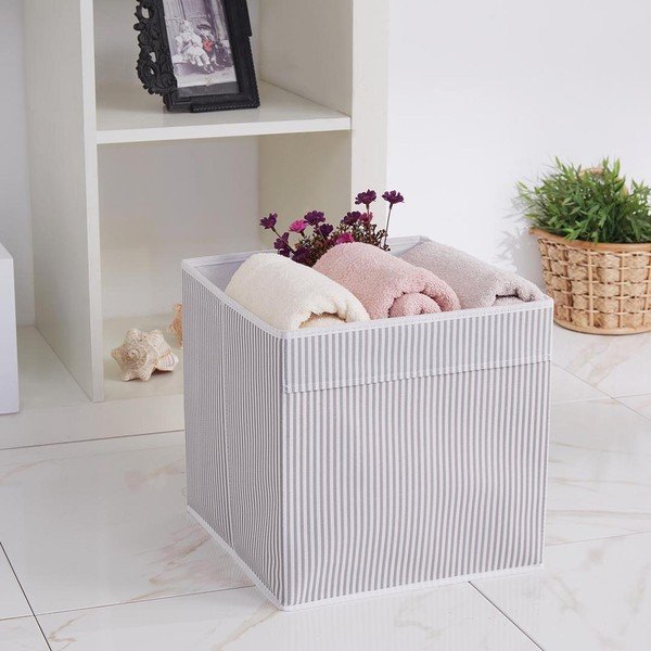 Sivý látkový úložný box 30x30x30 cm – Mioli Decor-image-1