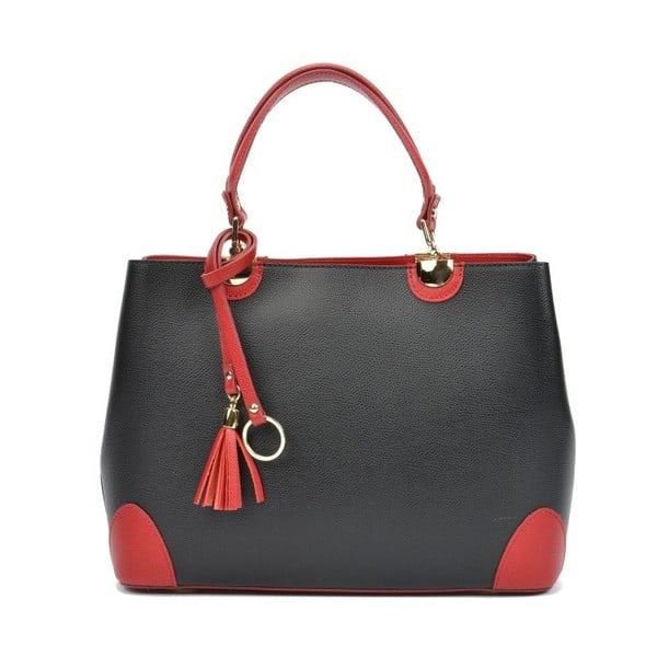 Čierna kožená kabelka s červenými detailmi Isabella Rhea Mismo