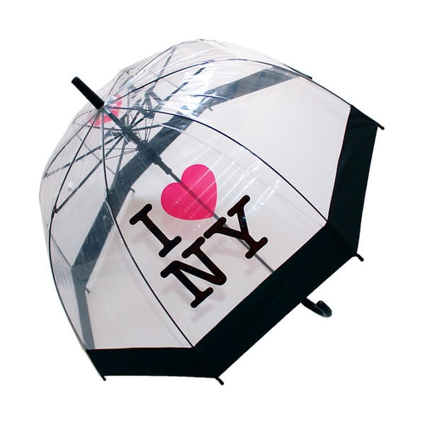 Transparentný tyčový dáždnik odloný proti vetru Ambiance Birdcage I Love NY, ⌀ 79 cm