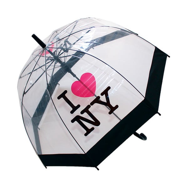 Transparentný tyčový dáždnik odloný proti vetru Ambiance Birdcage I Love NY, ⌀ 79 cm