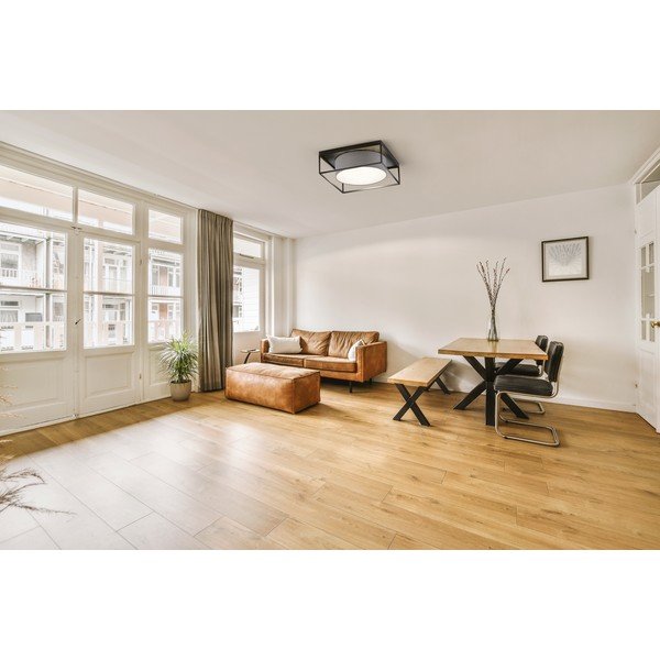 Čierno-sivé stropné svietidlo s textilným tienidlom 60x60 cm Carre – Fischer & Honsel-image-1