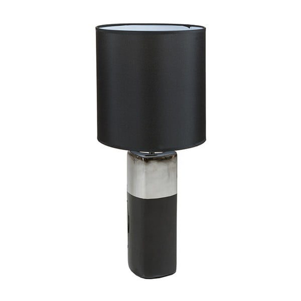 Čierna stolová lampa so základňou v striebornej farbe Santiago Pons Reba, ⌀ 24 cm