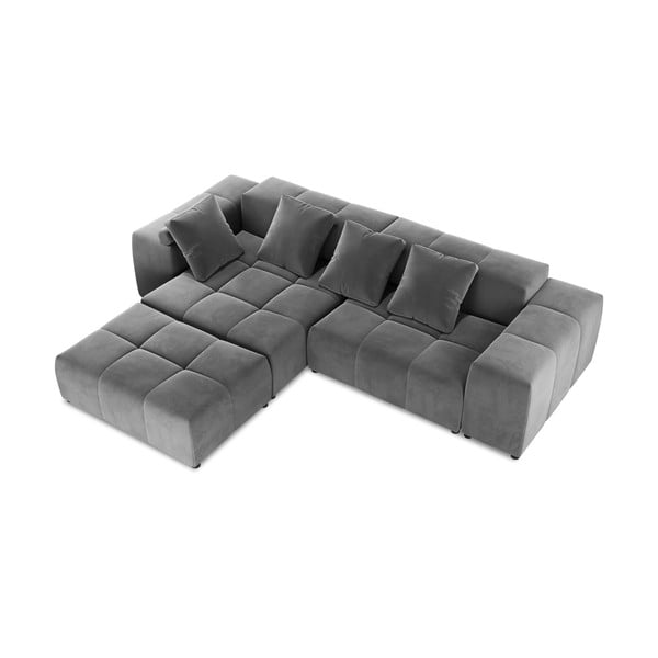 Sivá zamatová rohová pohovka (variabilná) Rome Velvet - Cosmopolitan Design-image-3