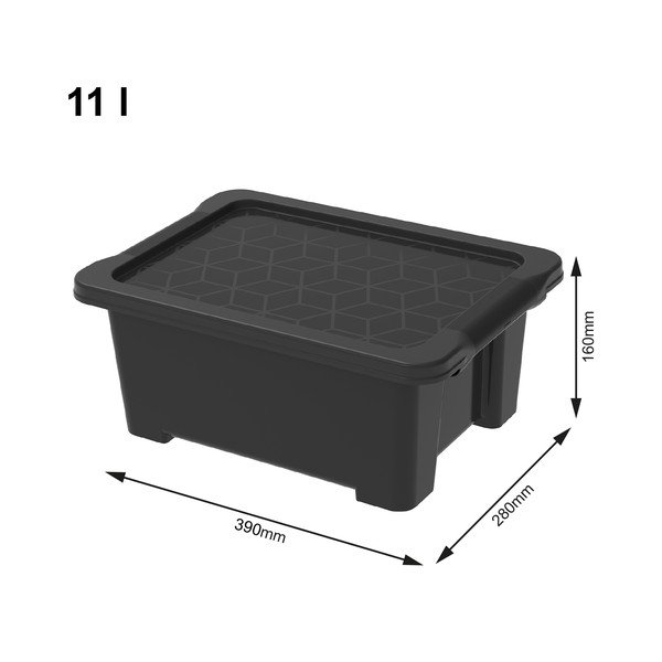 Lesklo čierny plastový úložný box s vekom Evo Easy - Rotho-image-1