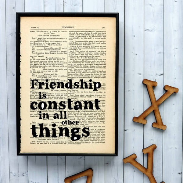 Plagát v drevenom ráme Bookishly Shake Friendship