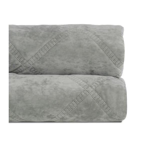 Sivozelený zamatový prešívaný pléd 230x260 cm – Ixia