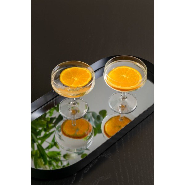 Čierny podnos so zrkadlom PT LIVING Oval, šírka 18 cm-image-1