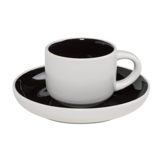 Čierno-biely porcelánový hrnček na espresso s tanierikom Maxwell & Williams Tint, 100 ml