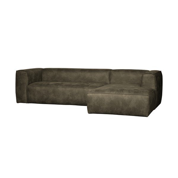 Zelená rohová pohovka z recyklovanej kože WOOOD Bean, pravý roh-image-1