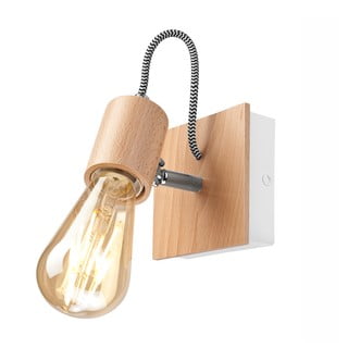 Drevená nástenná lampa s bielym detailom LAMKUR Gustavo