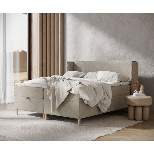 Svetlosivá boxspring posteľ s úložným priestorom 160x200 cm Monpelli – Maison de Rêve-image-1