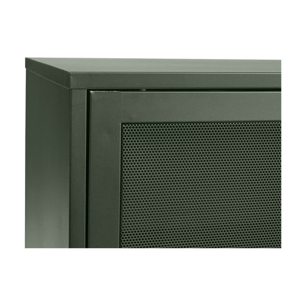 Tmavozelená kovová nízka komoda s posuvnými dverami 160x75 cm Veep – Unique Furniture-image-4
