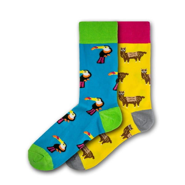 Sada 2 párov farebných ponožiek Funky Steps Animal Friends, veľkosť 41 - 45