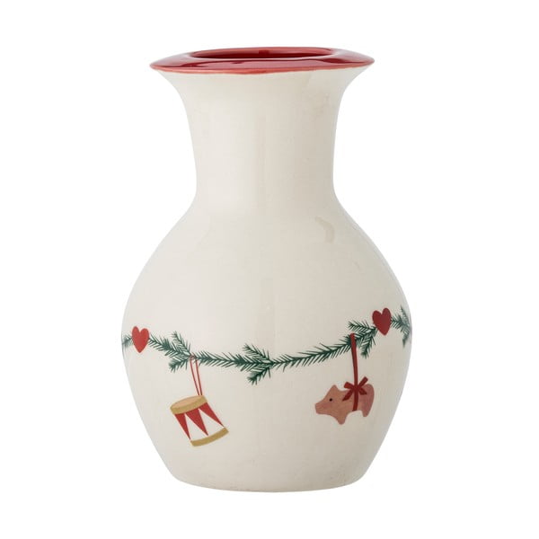 Biela váza s vianočným motívom z kameniny (výška 16 cm) Yule – Bloomingville