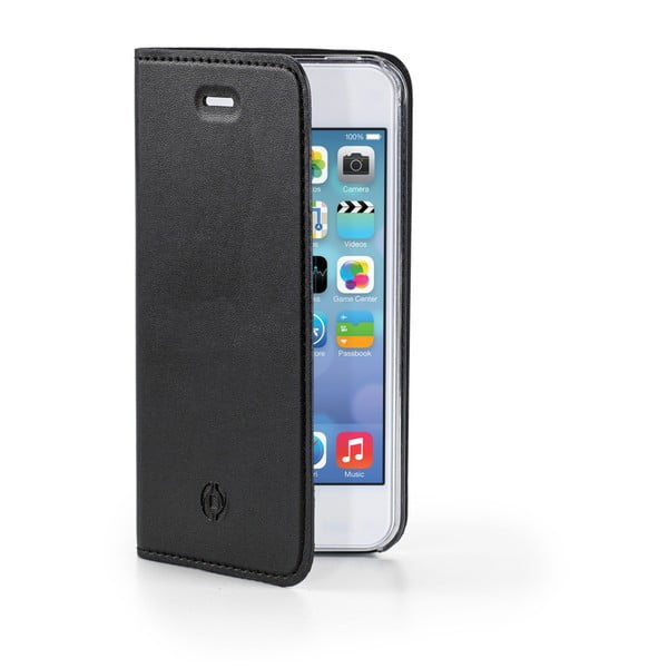 Čierne ultra tenké peňaženkové puzdro Celly Air pre  iPhone 5