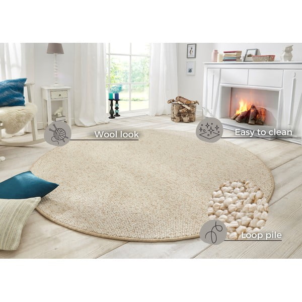 Krémový okrúhly koberec ø 133 cm Wolly – BT Carpet-image-4