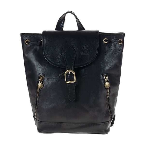 Čierny kožený batoh Giulia Bags Ronda
