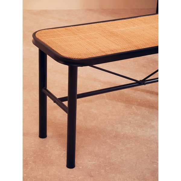 Čierna/v prírodnej farbe ratanová lavica Depok – Premier Housewares-image-3