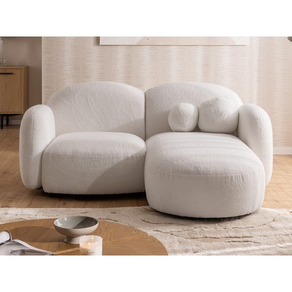 Krémová rohová pohovka z textílie buklé (pravý roh/s leňoškou) Orbit – Ropez-image-1