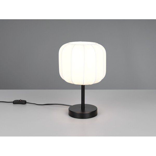 Biela/matne čierna kovová stolová lampa s textilným tienidlom (výška  30 cm) Madleine – Reality-image-1