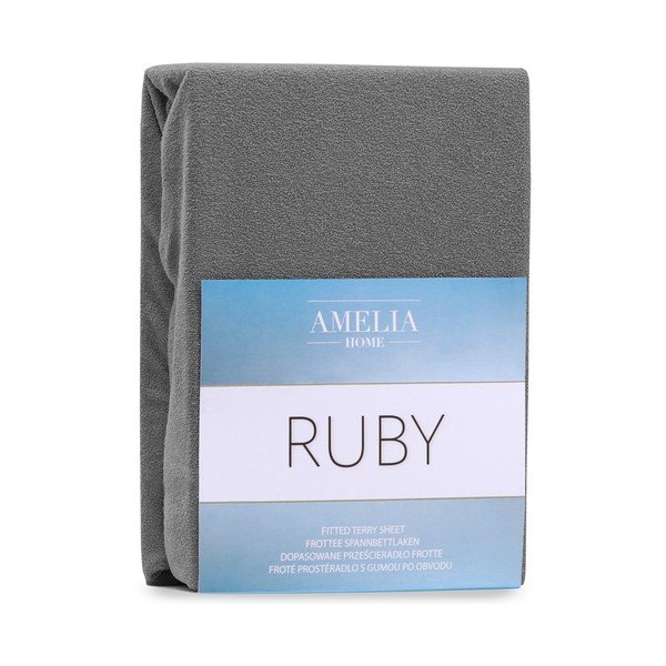 Tmavosivá napínacia froté plachta 220x200 cm Ruby – AmeliaHome-image-2