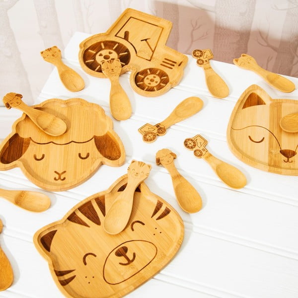 Súprava 3 detských bambusových lyžičiek Sass & Belle Farmyard Friends Tractor-image-1