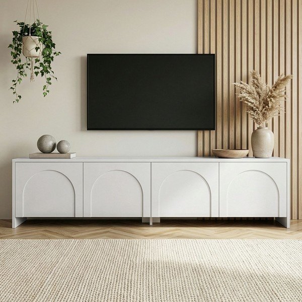 Biely TV stolík 180x45x32 cm Aurelia – Kalune Design-image-2