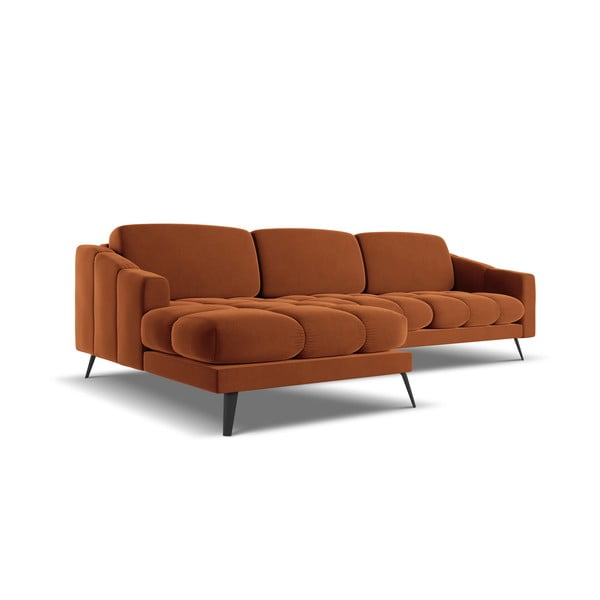 Oranžová zamatová rohová pohovka (ľavý roh) Nalu – Makamii-image-4