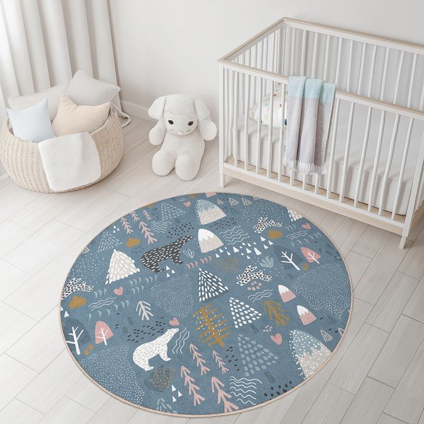 Modrý prateľný detský koberec ø150 cm Forest Land – Mila Home-image-2