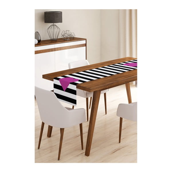 Behúň na stôl z mikrovlákna Minimalist Cushion Covers Stripes with Purple Heart, 45 × 145 cm