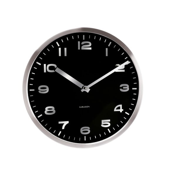Čierne hodiny Present Time Mirror Numbers