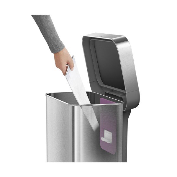 Pedálový oceľový odpadkový kôš v striebornej farbe 45 l – simplehuman-image-4