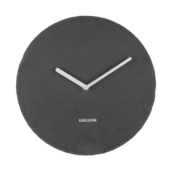 Čierne nástenné bridlicové hodiny Karlsson Slate, Ø 25 cm