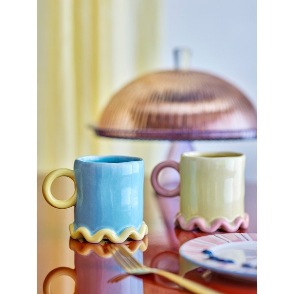 Svetložlté/svetlomodré keramické hrnčeky v súprave 2 ks 350 ml Polly – Bloomingville-image-1