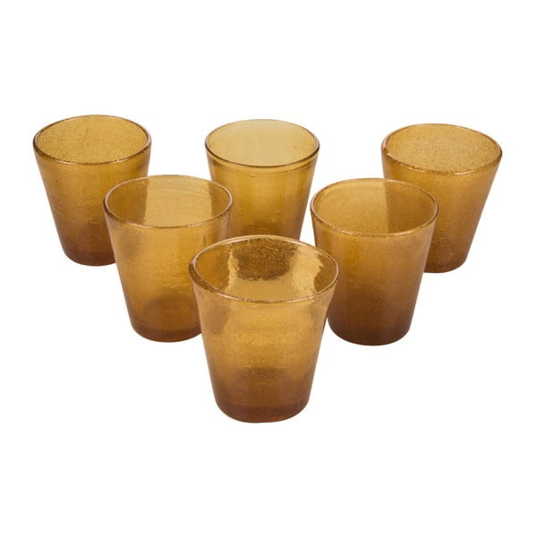Sada 6 jantárovožltých pohárov Kaleidos Lux, 300 ml