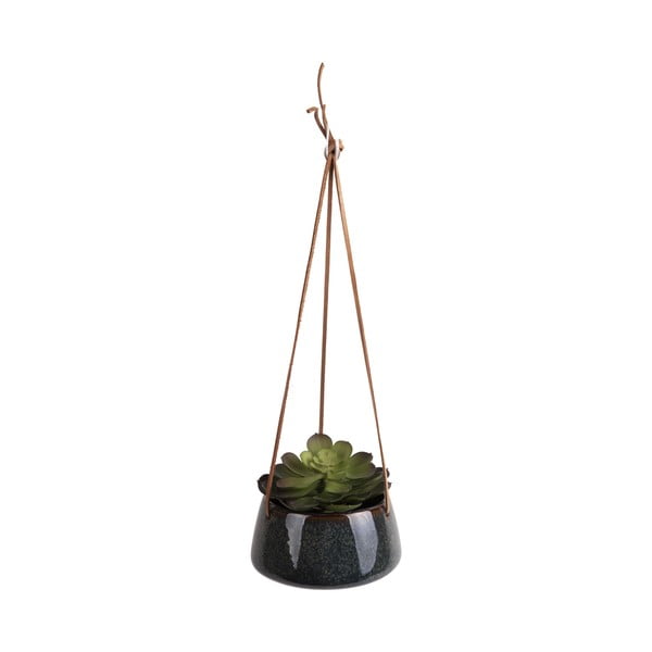 Tmavozelený keramický závesný kvetináč PT LIVING Unique, ø 20,5 cm-image-2