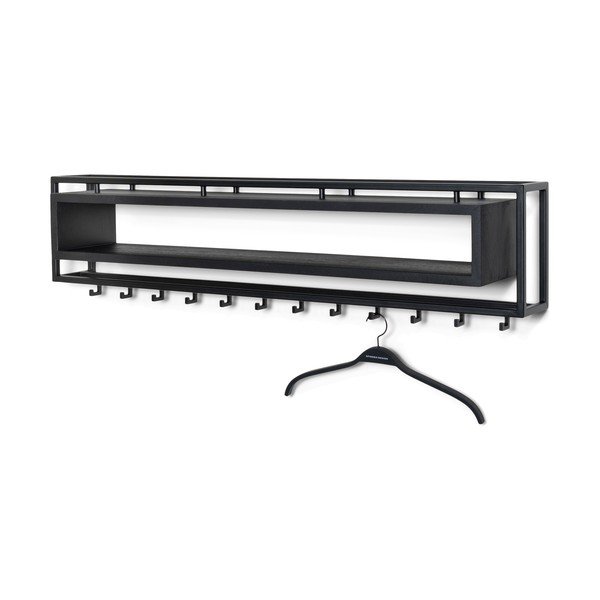 Čierny kovový nástenný vešiak s poličkou 118 cm School – Spinder Design-image-2