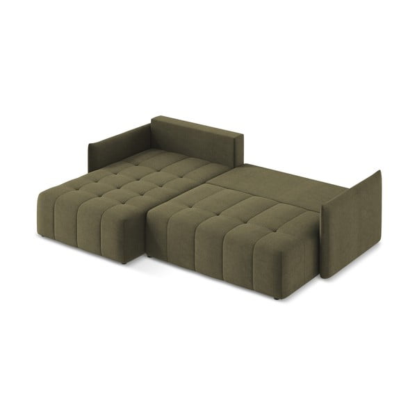 Khaki rozkladacia/s úložným priestorom rohová pohovka (ľavý roh/s leňoškou) Moku – Makamii-image-4
