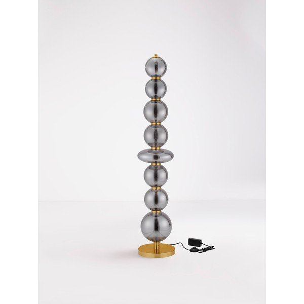 Sivá kovová LED stojacia lampa so stmievačom so skleneným tienidlom (výška  140 cm) Navi – Nova Luce-image-4