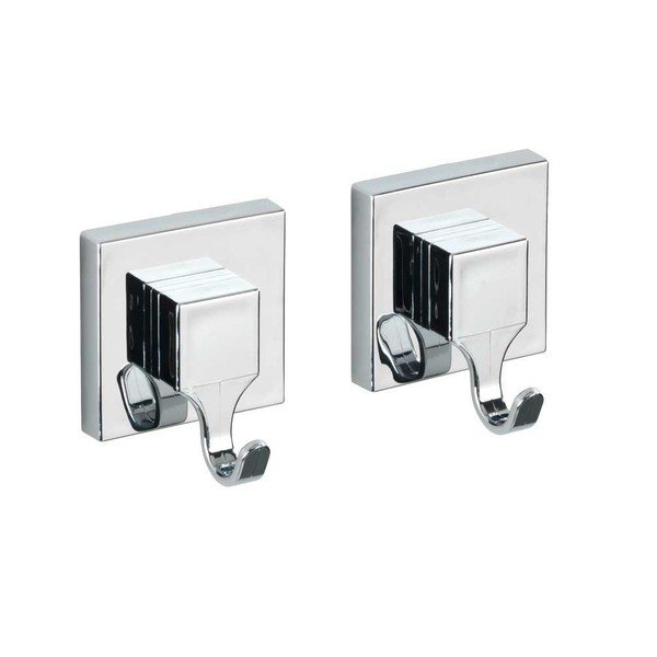 Samodržiaca plastová súprava doplnkov do kúpeľne v lesklo striebornej farbe Quadro – Wenko-image-3