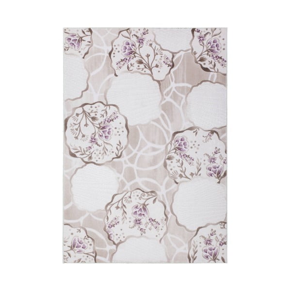 Fialový kvetovaný koberec Reyhan Purple, 200 x 290 cm