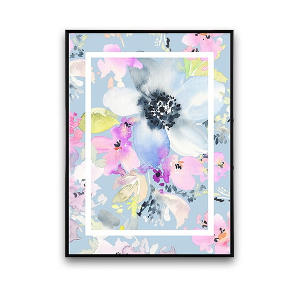 Plagát s modrými kvetmi, 30 x 40 cm