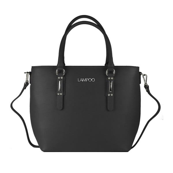 Čierna kožená kabelka Lampoo Baso
