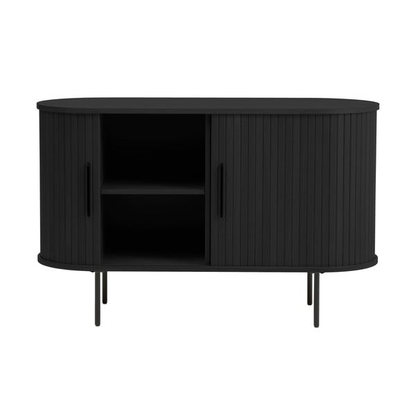 Čierna komoda v dekore duba s posuvnými dverami 120x76x45 cm Nola – Unique Furniture-image-2
