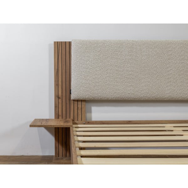 Béžová dvojlôžková posteľ s roštom 140x190 cm Lior – Bobochic Paris-image-4