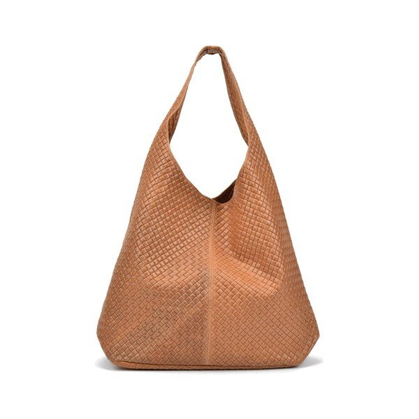 Koňakovohnedá kožená kabelka Mangotti Bags Barbara